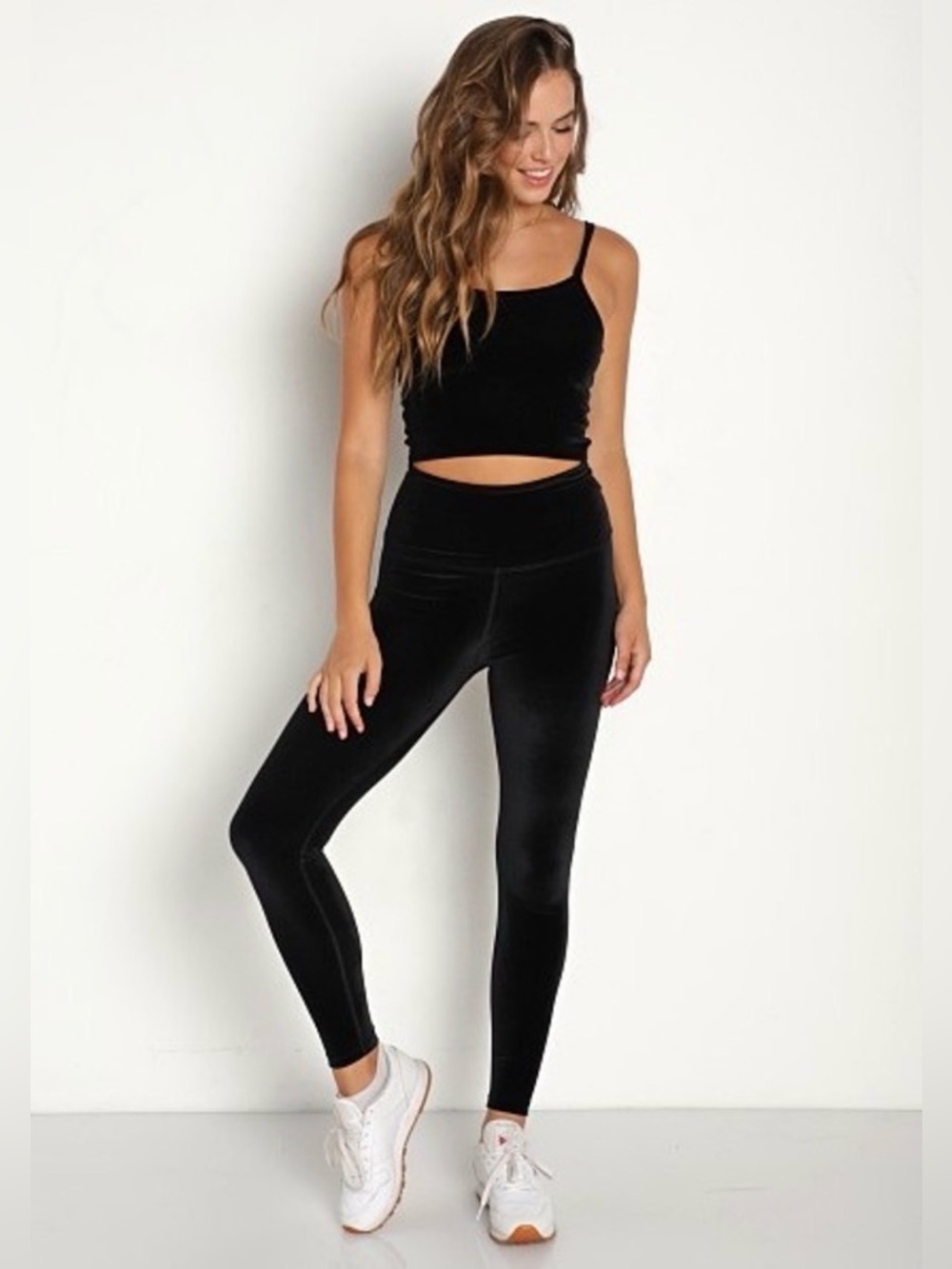 Beyond Yoga Velvet High-Waisted Midi Leggings Pants Small Black